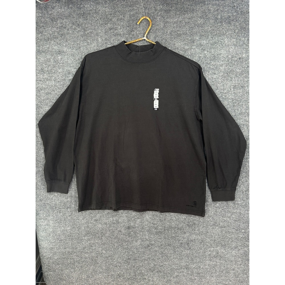 Carhartt Mock Neck Long Sleeve Shirt Mens 3XL Black New K203 Workwear Tee